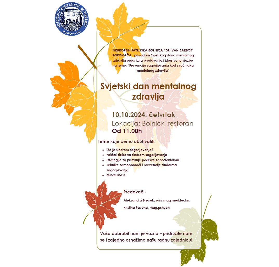 POZIV - SVJETSKI DAN MENTALNOG ZDRAVLJA